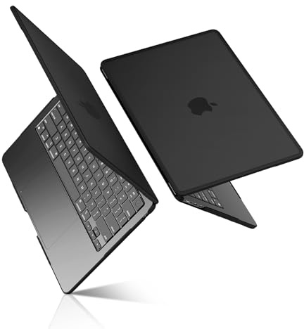 BlueSwan Hülle kompatibel mit MacBook Air 15 Zoll M2 A2941 M3 A3114 M4 A3241, Erschienen 2023-2025, Kratzfestes Fallfeste TPU-Rahmen + Matt Schutzhülle Anti-Fingerabdruck Hartschale - Matt Schwart