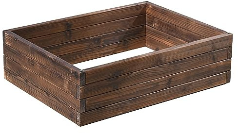 Wooden Raised Garden Planter Treated Fir Wood Outdoor Flower Trough Herb Vegetable Bed in 3 Sizes Bottomless Assembly Required (Medium 80x60cm)