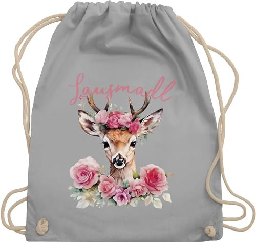 Turnbeutel Rucksack - Kompatibel mit Oktoberfest Tasche - Lausmadl Reh Geweih I Lausemädchen I Freches Mädchen I Lausmädchen I Lousy Girl - Unisize - Hellgrau - trachtenrucksack bayrische sackerl