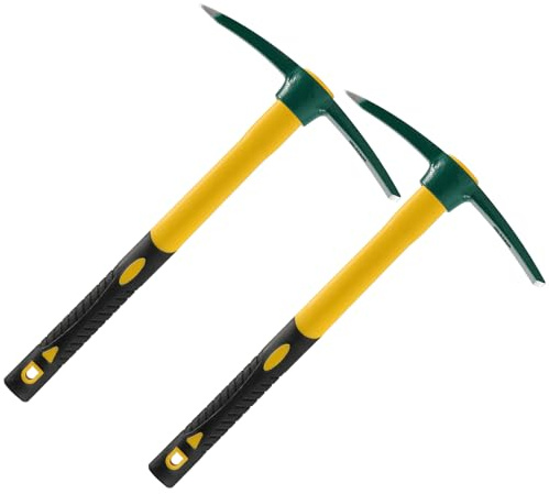 YUENPUN 2 Pcs 17.7 Inches Pick Mattock Hoe, Forged Weeding Garden Pick Axe with Rubber Handle, Weeding Mattock Hoe for Gardening, Loosening Soil, Camping, Planting Vegetables and Fruits