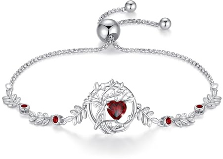FANCIME Arbre de Vie Pierre de Naissance Bracelet pour Femme | Argent Sterling 925, Bracelet Bolo, Anniversaire Noël Fête des Mères Anniversaire de Naissance Cadeau pour Femme Elle