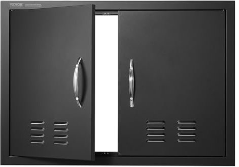 VEVOR Porta Accesso Barbecue, Doppia Porta Cucina Esterna 762x533x46 mm, Porta Piastra Fredda da Incasso, Reversibile, con Maniglie e Prese d'Aerazione, per Isola Barbecue, Armadio da Esterno