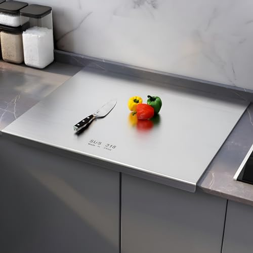 Chopping Board 316 Stainless Steel,Chopping Boards for Kitchens,Worktop Saver,Cutting Board,Butchers Block,Large Chopping Board for Carving Meat,Cutting Vegetables,Cheeses and Bread (90 * 58cm)