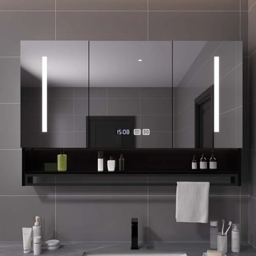 LED-Badezimmerspiegelschrank, 80 cm großer Waschtisch mit Spiegel und Beleuchtung, Make-up-Spiegel mit Touch, Antibeschlag (Farbe: B, Größe: 100 cm)