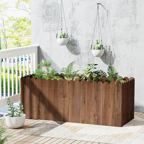 Preferspace Kits de Cama de jardín de Madera, Jardinera para Verduras, Flores, Jardinera de Tierra para Patio Trasero, balcón