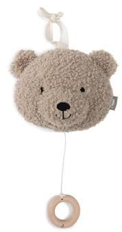 Jollein Spieluhr Baby Teddy Bear - Olive Green - Stoff Musikanhänger - Für Mädchen und Jungen - Baby Musikspielzeug - Kuscheltier mit Musik