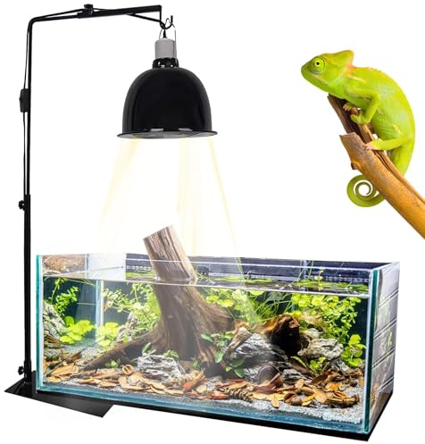 SuQurtom Adjustable Reptile Heat Lamp Stand, Metal Floor Light Holder 13-25 Inch Sturdy Terrarium Fixture for Snake, Tortoise, Bearded Dragon, Lizard, Spider & Amphibian Tanks