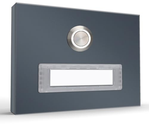 Tomtec Aufputz Türklingel Edelstahl Namensschild 110 x 80 mm Pluto1 - Klingel außen, Klingeltaster kabelgebunden, Haustür Klingelschild selbstbeschriften, Klingelknopf, Haustürklingel (Anthrazit)