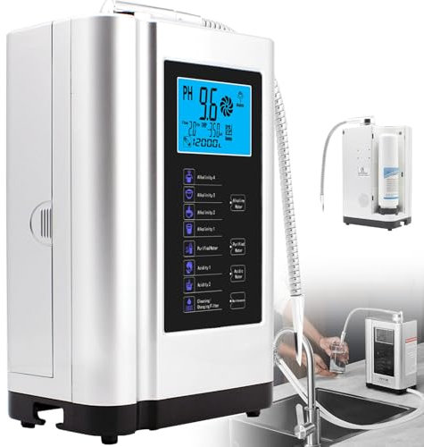 YANDDEA Ionizador de Agua PH 3.5-10.5 Purificador de Agua de Ácido Alcalino ORP +600 a -500 mV Electrodo Electrolizador 7 Configuraciones de Agua 8000 L Sistem de Filtración Autolimpiante,White