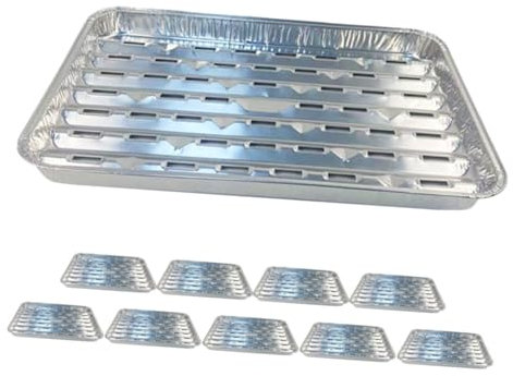 MAGICLULU 10 Pièces Barquettes Jetables Avec Perforations Plateaux Cuisson Pour Barbecue Four Et Camping Utilisation Pratique Et Capacité Spacieuse