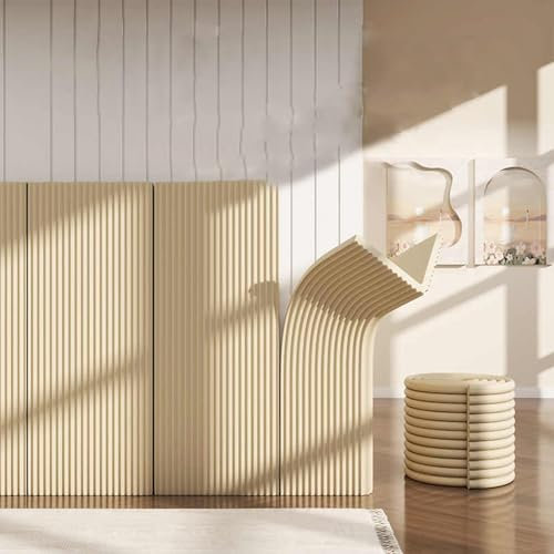 Koncey Wandkissen Gepolstert, Selbstklebend Wandpaneele Wandschutz, Kinderzimmer Antikollision Wandpolster, Warmhalten Schalldämmung Headboard, Wandpaneele Stoff(Weiß,2 pcs)