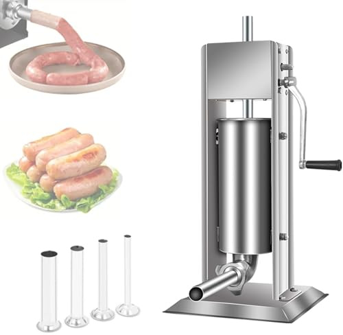 Manueller Wurstfüller, Wurstfüller und vertikale Wurstbereiter mit 4 unterschiedlich großen Trichtern for den gewerblichen und privaten Gebrauch(7L)