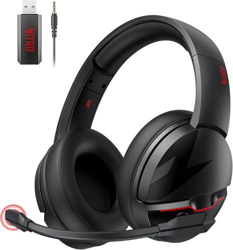 acer Casque de jeu sans fil PS5 avec 2,4 GHz pour PS5, PS4, PC, Switch, Bluetooth 5.3 + 100 heures Casque de jeu avec microphone antibruit pour ordinateur portable, mobile, Mac, pilotes de 50 mm (noir