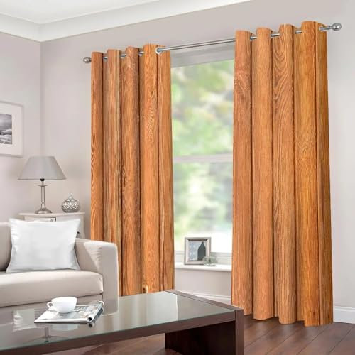 IKDZCM Verdunkelungsvorhang für Kinderzimmer, Vintage-Holz-Streifenmuster, 3D-Druck, günstig, modern, Vorhang für Wohnzimmer, Schlafzimmer, Zuhause BxH/2x150x200cm vorhänge