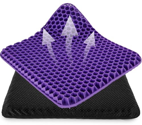 Nymblis Gel Seat Cushion, Honeycomb Cushion with Cloth Cover, Soft Sitter with Relieving Back Coccyx Pain Pressure, Ergonomic Design for Office Chair, Car, Wheelchair(Purple, 42cm)