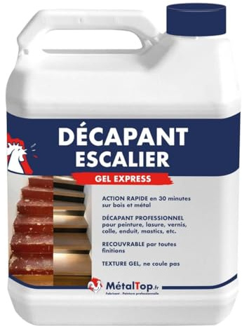 Metaltop - Decapant Escalier - 5 L - Formule gel de haute performance pour éliminer vernis, peinture et lasure