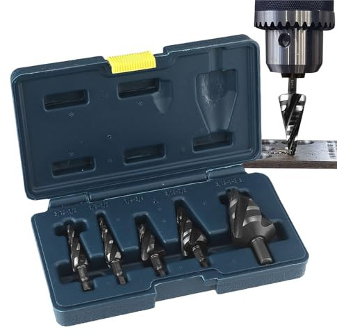 Paso broca, taladro de paso,Juego de broca de perforación - Herramientas de corte de servicio pesado de acero de alta velocidad de alta velocidad para madera de acero inoxidable de aluminio PP