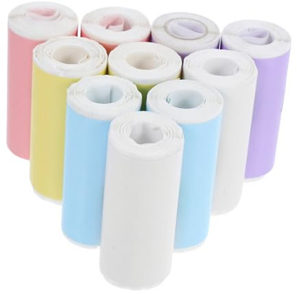 Papier Thermique Autocollant 10 Rouleaux, Mini Imprimante Portable