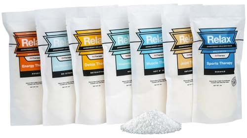 Relax Spa & Bath, Epsom & Sali del Mar Morto, sali da bagno per aromaterapia per vasca idromassaggio, bagno o spa, infusi con magnesio, recupero muscolare e terapia sportiva, confezione da 7