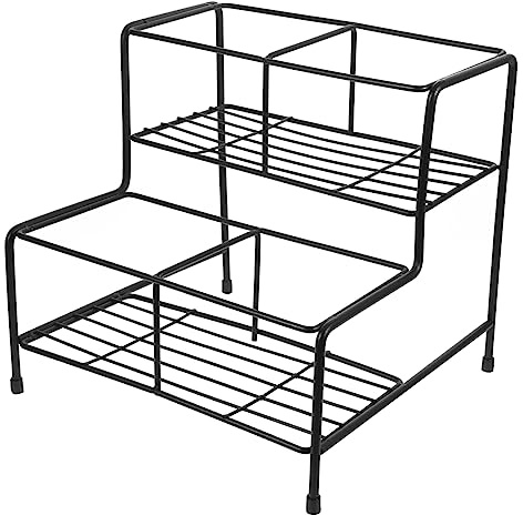 POPETPOP Organizzatore in Metallo Per Sciroppo Da Caffè, Espositore Per Condimenti, Scaffale Portaoggetti Portabottiglie Per Dolci, Design Multistrato Salvaspazio Per Cucina e Ufficio