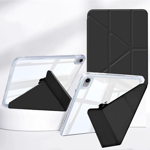 Rosbtib Coque pour iPad Mini 7(A17 Pro, 2024, 7ème Génération)/iPad Mini 6 (2021, 6ème Génération) 8.3 Pouces, Pochette à Rabat Multi-Vues, Dos Transparent Antichoc avec Porte-Stylo, Noir