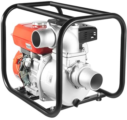 Bomba de agua de gasolina, 7,5 CV, motor de gasolina, 35 000 l/h, altura de extracción de 30 m, bomba de jardín, bomba de agua sucia con conexión de 80 mm (3 pulgadas), motor de 4 tiempos