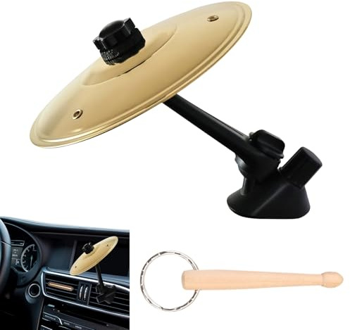 Satiskid Griglia di ventilazione per bacino, mini tamburo, per auto, griglia di ventilazione, percussioni metalliche, divertente decorazione per congestione e feste in auto (oro)