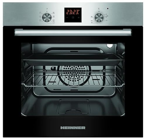 HEINNER HBO-S567LDTGC-IX Einbau-Backofen – 56 L Garraum, Multifunktionsofen mit Grill, Touch-Bedienung mit LED-Display, Timer, Umluftfunktion, Edelstahl, Energieeffizienzklasse A – 5 Jahre Garantie