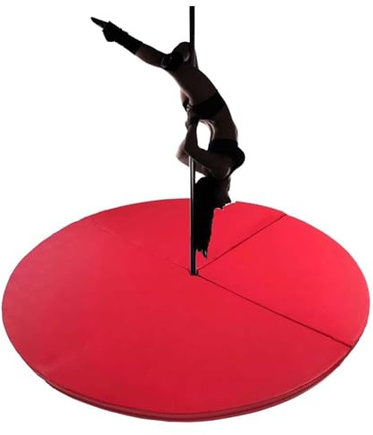 Generisch Pole-Dance-Matte, Dicke, Faltbare Fallschutzmatte für Stangentanz – rundes Sicherheitskissen für Stripperstangen im Heim-Fitnessstudio, 120 cm x 10 cm (47,2 x 3,9 Zoll) – rote Tanzmatte zum