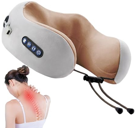 Massagekissen für den Nacken, wiederaufladbar über USB, U-förmig, tragbares Massagegerät für Nacken und Rücken, für Männer und Frauen, für Reisen, Zuhause, Büro, Auto, Fitnessstudio und Erholung