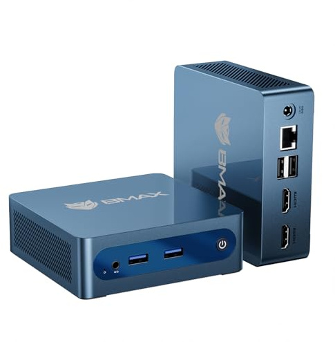 BMAX B1Plus Mini PC, Intel Celeron J3355 (up to 2.5 GHz) 6GB RAM,128GB eMMC | M.2 SSD Expansion Support (2TB), Win 11 Home, WiFi 5, BT5.0, 4K UHD Dual Display, Mini computer for Home/Office/School