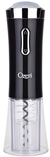 Ozeri OW02A-B Nouveaux Electric Wine Opener with Removable Free Foil Cutter, Elegant Black