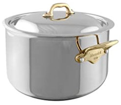 Mauviel1830 M'Cook Stewing Pan with Bronze Frame and Lid, Stainless Steel, stainless steel, 24 cm