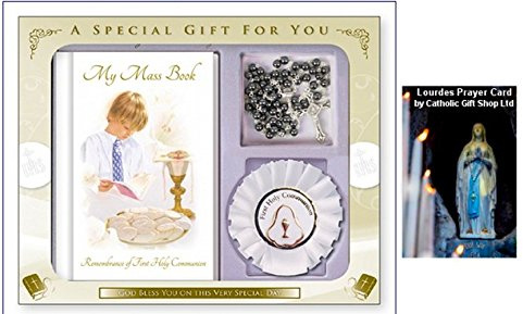 Boys First Holy Communion Missal Gift Set with Rosette (C5215) + FREE Lourdes PRAYER CARD
