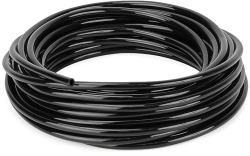 Paor 10 Meters Black Micro Irrigation Tube I.D 4mm/O.D 6mm for Gardening Watering