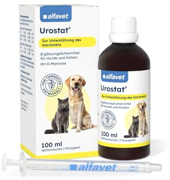 Alfavet Urostat 100 ml - für Hunde & Katzen - Harnwege & Blase | Ergänzungsfuttermittel mit D-Mannose, Glucosamin, Cranberry & Brennnessel zur Verringerung der Harnsteinbildung
