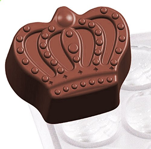 Contacto Stampo per cioccolatini a forma di corona per 24 cioccolatini 27 x 22 x 15 mm, grande piastra 27,5 x 13,5 x 2,5 cm, in plastica, trasparente