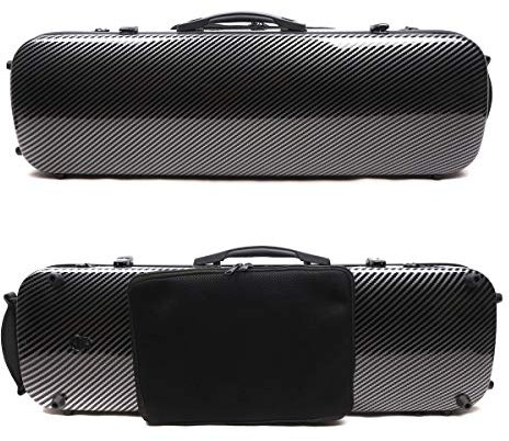 Yinfente 4/4 Violine Fall Kohlefaser längliche Form schwarze Farbe volle Größe Violine Box schützen tragen Violine mit Musik Buch Tasche