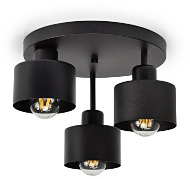 Deckenlampe Deckenleuchte Schwarz 3-flammig Lampe 3 x E27 Retro Design ohne Leuchtmittel |382-e3 Skandi (Schwarz)