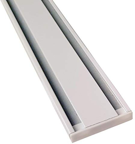 Rail de rideau en aluminium - Blanc « 2 voies » - 300 cm (120 cm + 2 x 90 cm) - Rail à rideau plat (7 mm) - Avec patins à rideaux