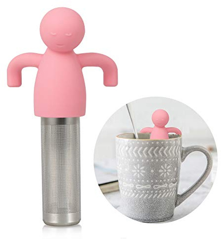 Leden Cute Tea Infuser Tea Strainer Ultra Fine Mesh Stainless Steel & Silicone Tea Ball Steeper & Diffuser Pink