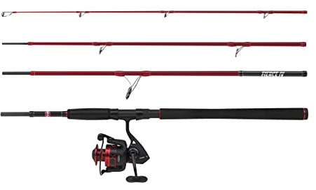 Penn Fierce IV Travel Spin Fishing Combo, Salzwasser-Angelrute und Rollenset, perfekt zum Spinnen, Küsten-, Offshore-, Surfen, einfach zu transportieren mit Cordura-Hartschalenkoffer