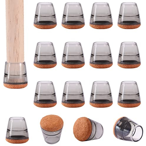 Niviy Protezione per piede della sedia, punta della sedia, per anti-graffio e riduce il rumore del pattino, sedie in silicone, tampone per sedia, protezione parquet, nero, 16 pezzi 20 mm