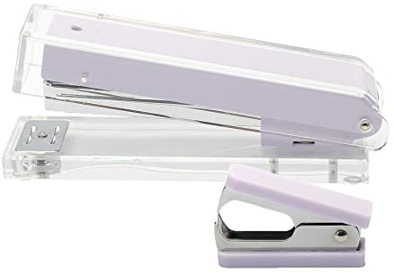 Purple Clear Acrylic Staple Remover and Stapler Kit 20 Sheets Capacity Manual Staplers Staples Remover for Home School Office Supplies Desk Stationery Accessories Gift Idea(Purple)