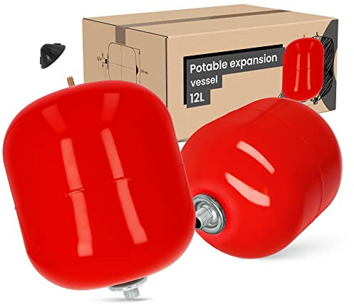 Recipiente Di Espansione Per Riscaldamento Centralizzato, In Acciaio Non Corrosivo, Rosso Per Caldaie Chiuse Con Sistema Chiuso, 12 Litri, Pressione Di lavoro, Recipienti Sanitari