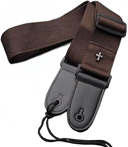 CC CAIHONG Gitarrengurt, Bassgitarrengurt, akustisch, elektrisch, gewebt, einfache Lederenden, verstellbar, Vintage, mit Plektrentasche