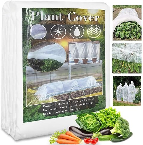 OAHAO Plant Covers Freeze Protection, Frost Cloth Blanket Floating Row Cover Garden Fabric for Winter Outdoor Plants Vegetables,Summer Overheat Prevention and Insects Barrier (2 * 10M)
