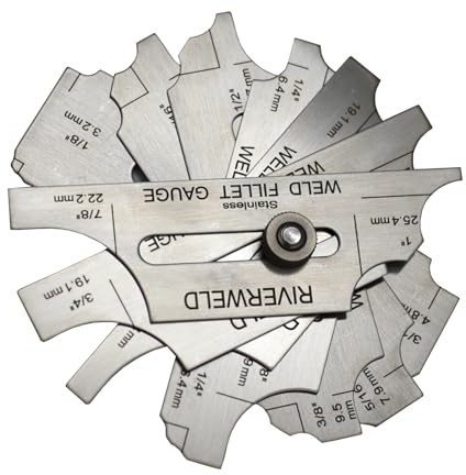 RIVERWELD Calibro di profondità per raccordo Rl da 7 pezzi Test metrico ulnare e pollici MG-11 con marcature su entrambi i lati per il controllo delle dimensioni della gamba e della gola del raccordo