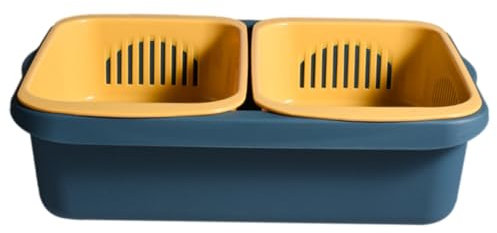 IMIKEYA 1 Satz Korb zum Abtropfen von Gemüse Hauswasserfilter Gemüseabtropffläche Plastikfrucht Abtropfkorb Gemüsekorb Fall entleeren Doppelschicht Container Entwässerungsbehälter Schüssel
