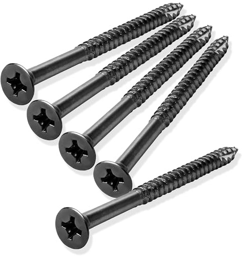 Cauldham Black Wood Screws #9 x 2-1/4 Inch for Door Hinges - 25 Pack